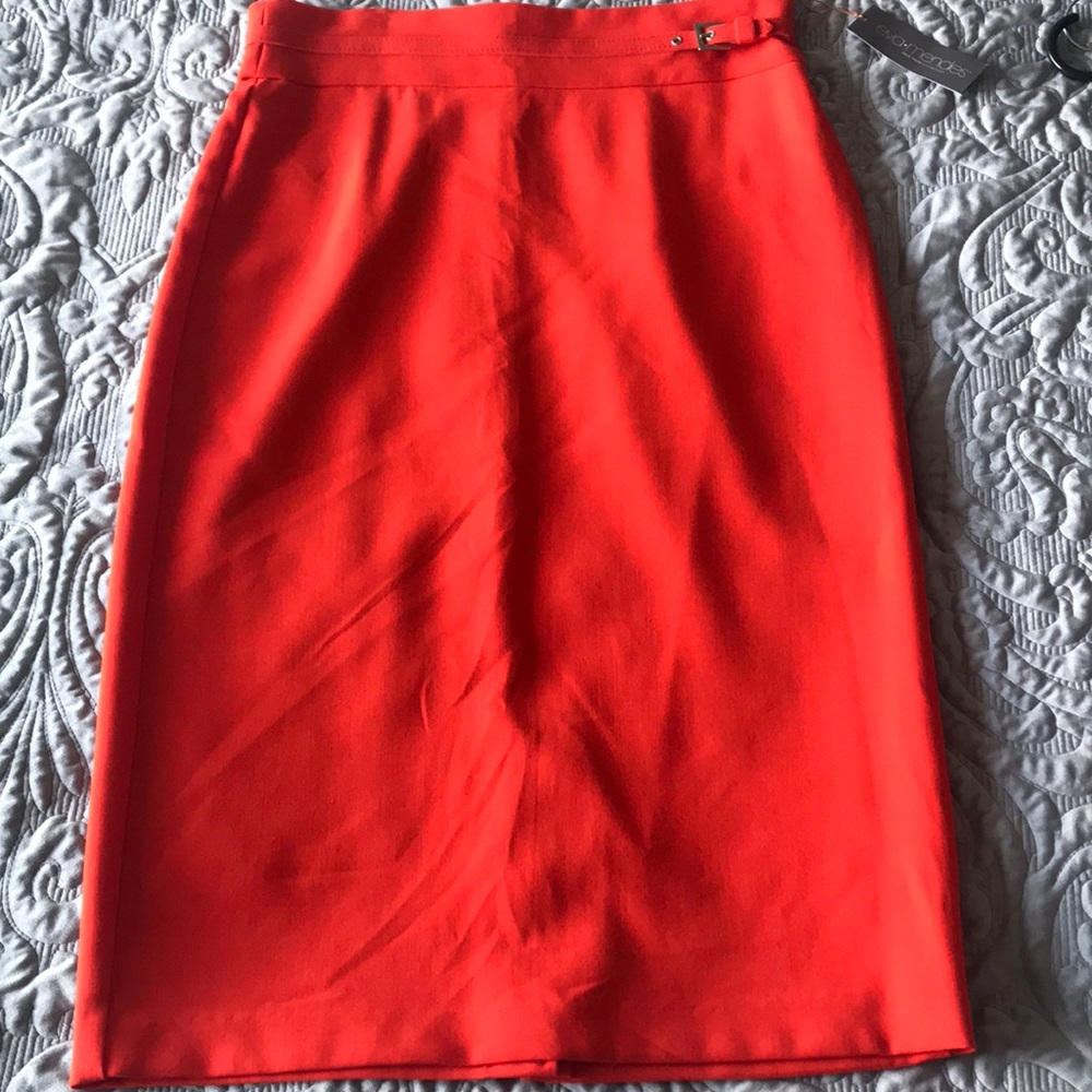 Eva Mendez Orange Pencil Skirt Size 8